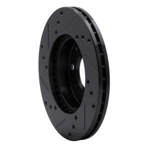 Honda Civic Brake Rotor (1) - Front Right - R1 Concepts - Drilled & Slotted - Silver - `90-`00